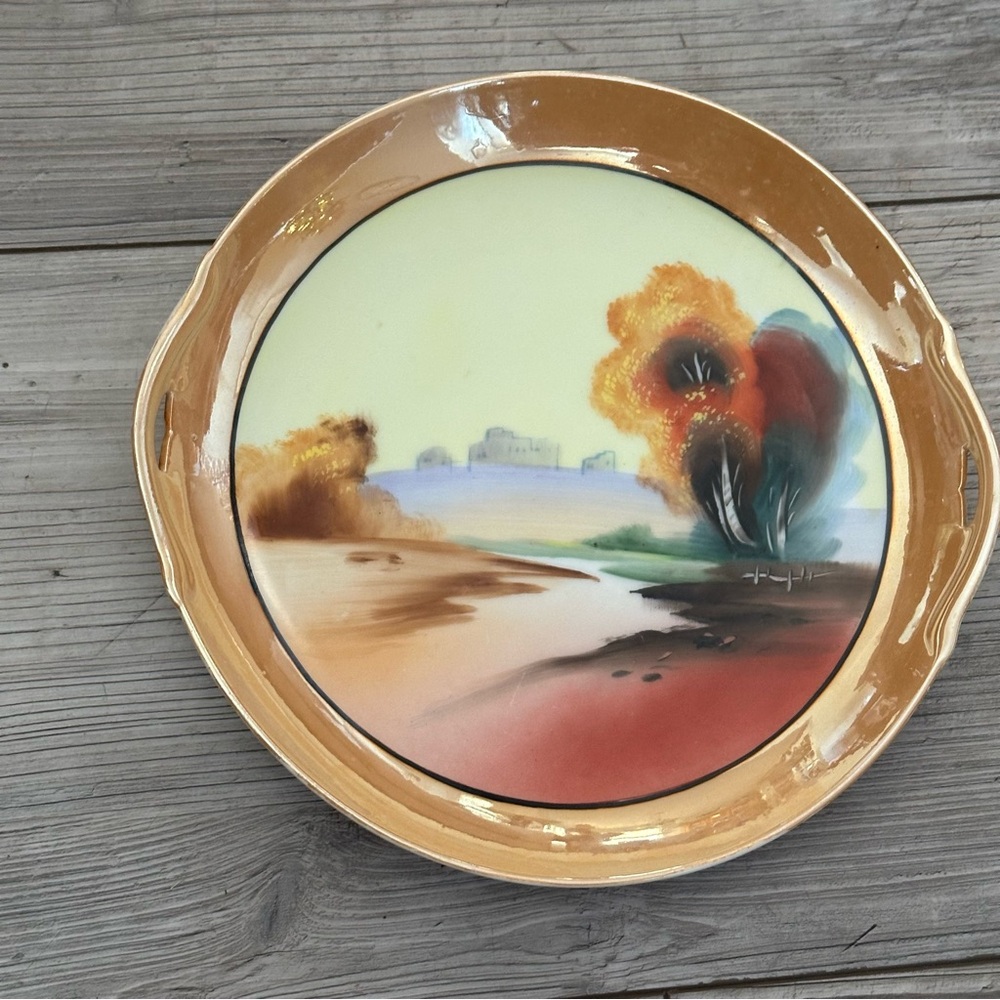 Vintage Chikaramachi Hand Painted Dish Tray Made In Japan